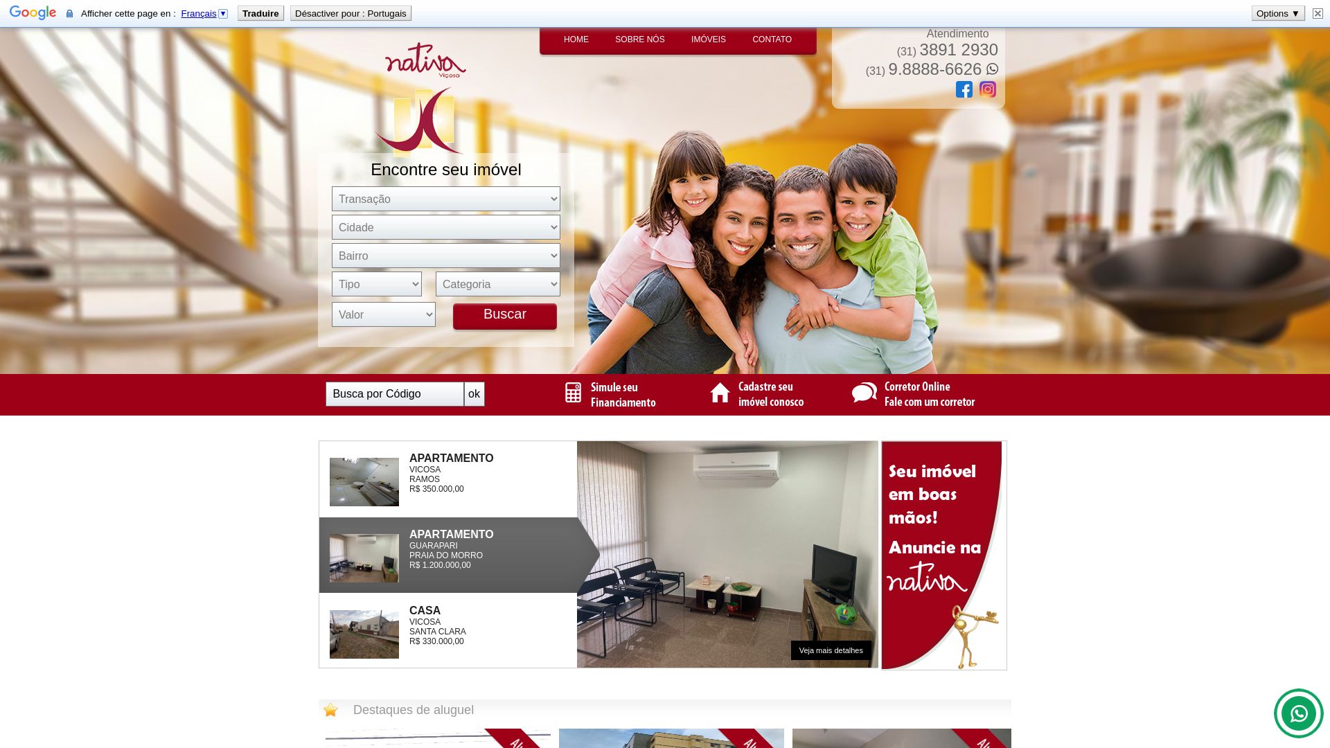 État du site web www.nativaimobiliaria.com.br est   EN LIGNE