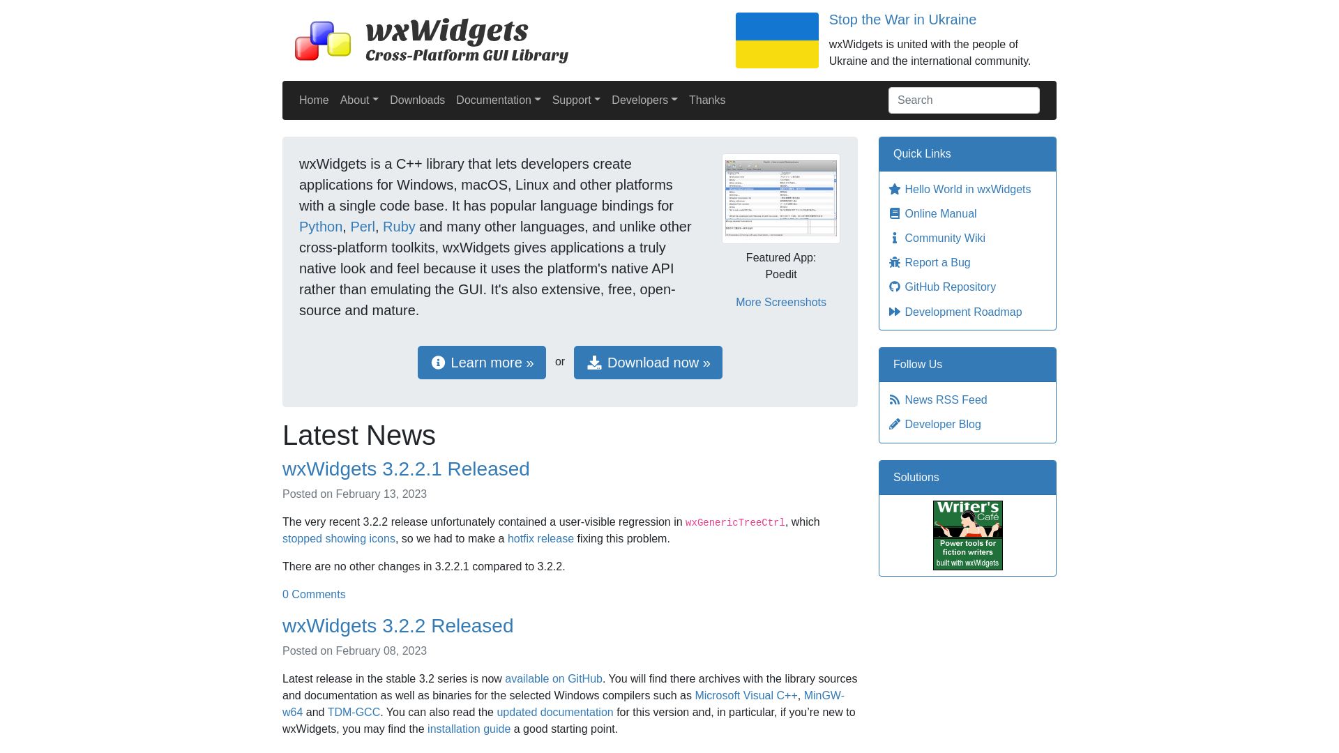 État du site web wxwidgets.org est   EN LIGNE