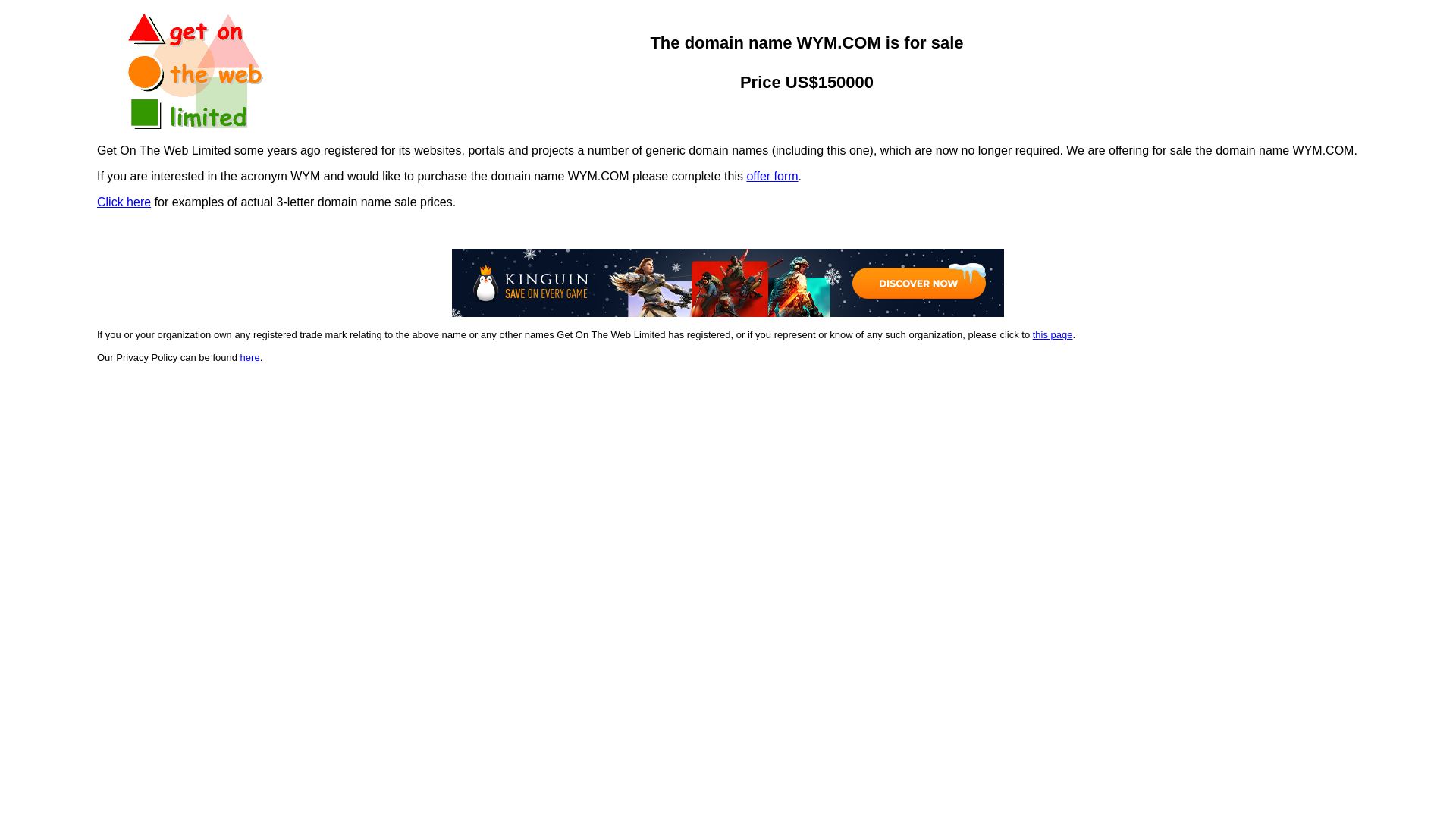 État du site web wym.com est   EN LIGNE